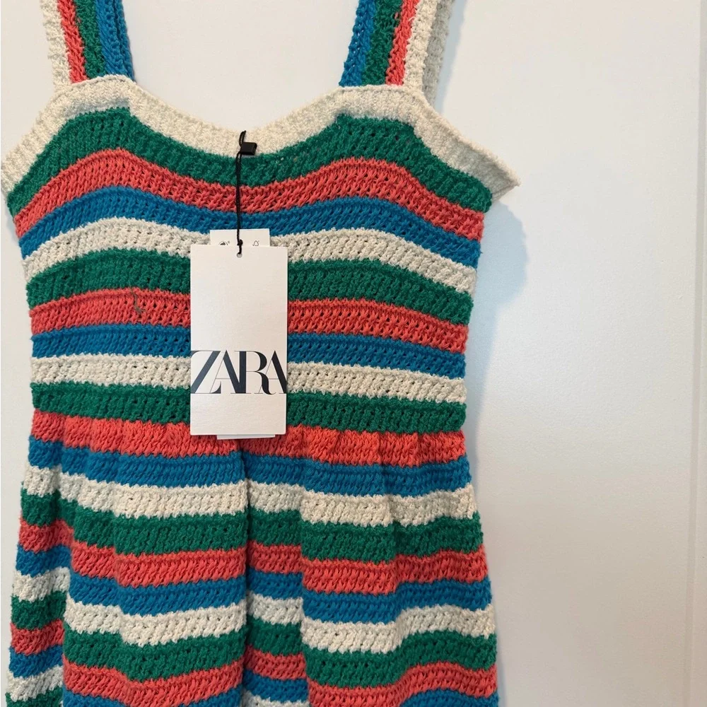 Zara Colorful Striped Knit Dress Medium - Picture 3 of 6